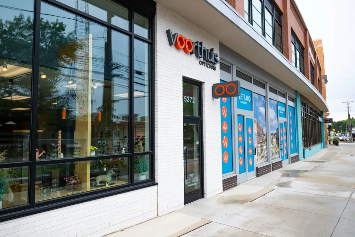 The Voorthuis Opticians storefront at Westbard Square in Bethesda